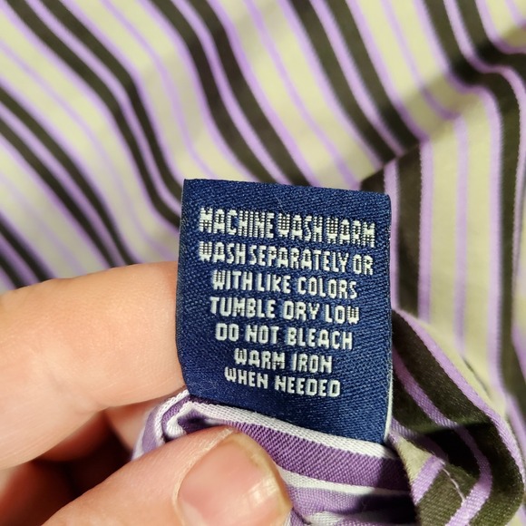 Robert Graham Shirt Mens XL Purple Black Stripe Button Long Sleeve Cotton Luxury - Picture 9 of 10